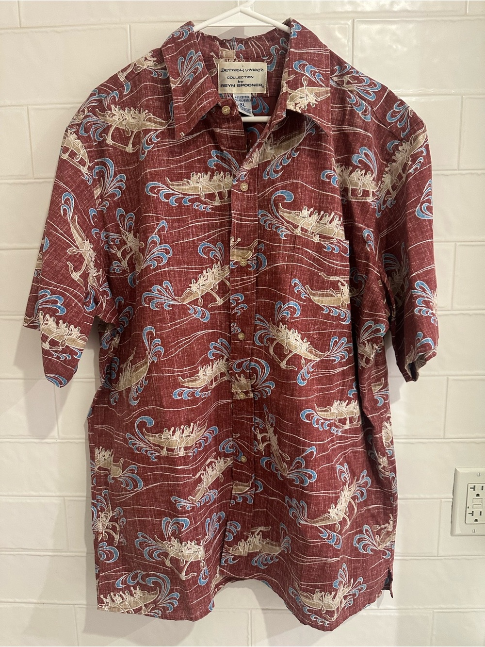 Reyn Spooner Dietrich Varez Red Hawaiian Print Button Up Men's XL